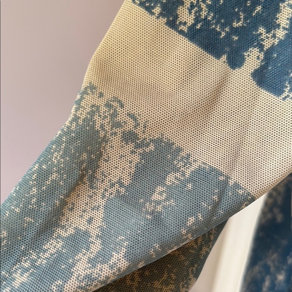 Vintage Y2K 90s Mesh Green Abstract Long Sleeve Top Women's XL - Picture 3 of 7